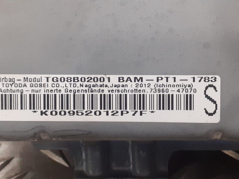 Recambio de airbag delantero derecho para toyota prius (nhw30) 1.8 16v cat referencia OEM IAM TG08B02001 K00952012P7F 