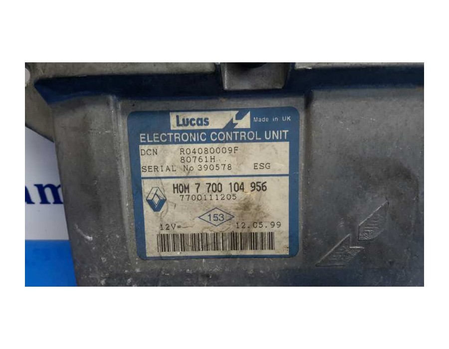 Recambio de centralita motor uce para renault clio ii fase i (b/cbo) 1.9 diesel referencia OEM IAM 7700104956 7700111205 HOM7700