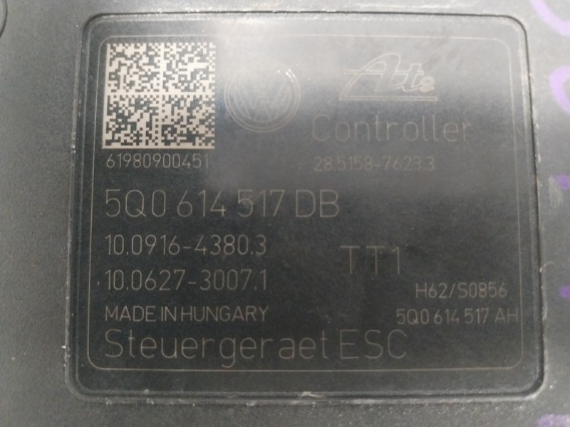Recambio de abs para volkswagen golf vii (5g1, bq1, be1, be2) 1.4 gte hybrid referencia OEM IAM 5Q0614517DB MK100ESC 5Q0614517AH