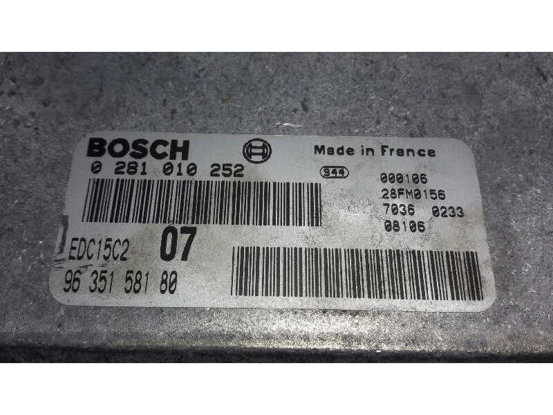 Recambio de centralita motor uce para peugeot 406 berlina (s1/s2) referencia OEM IAM 0281010252 EDC15C2 9635158180