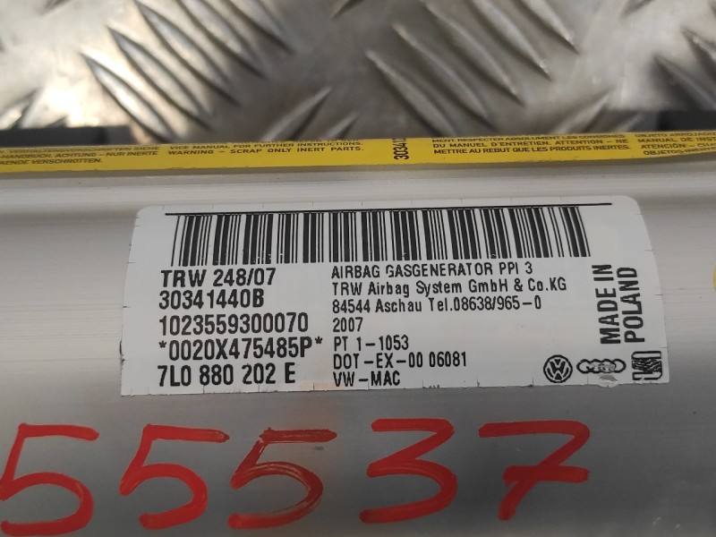 Recambio de airbag delantero derecho para volkswagen touareg (7l6) 2.5 tdi dpf referencia OEM IAM 7L0880202E  30341440B
