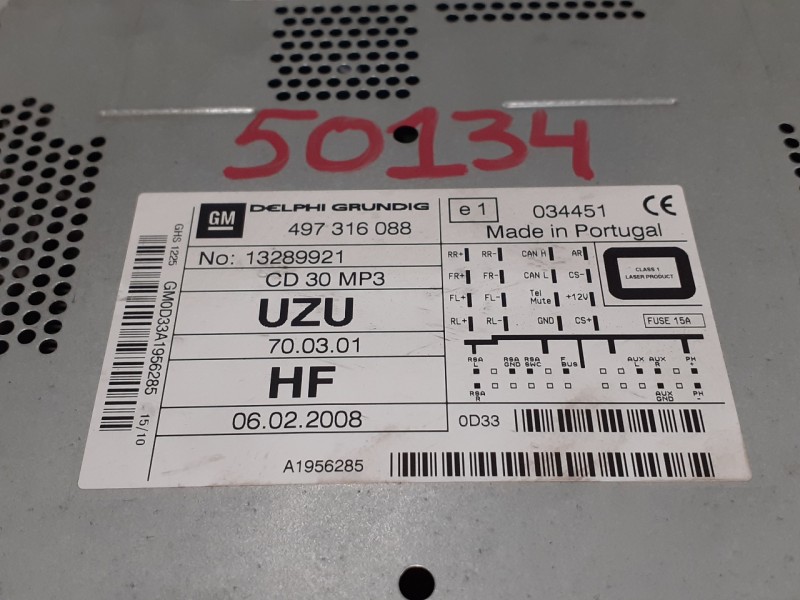 Recambio de sistema audio / radio cd para opel corsa d 1.3 16v cdti referencia OEM IAM 497316088  13289921