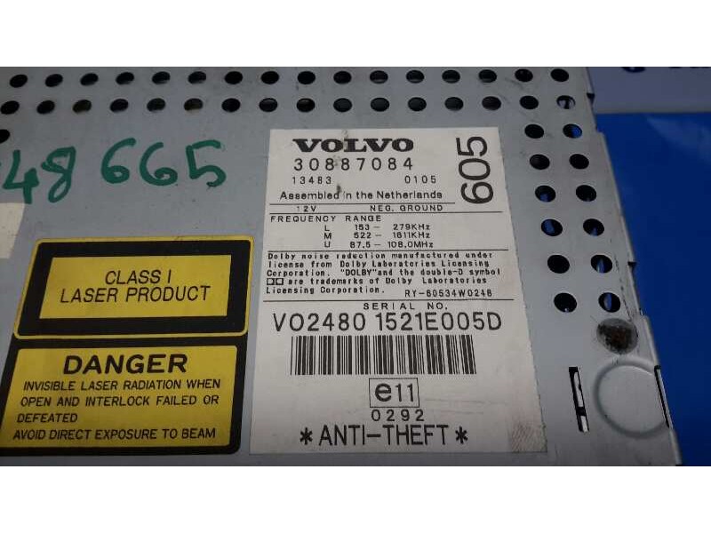 Recambio de sistema audio / radio cd para volvo s40 berlina 1.9 diesel cat referencia OEM IAM 30887084  