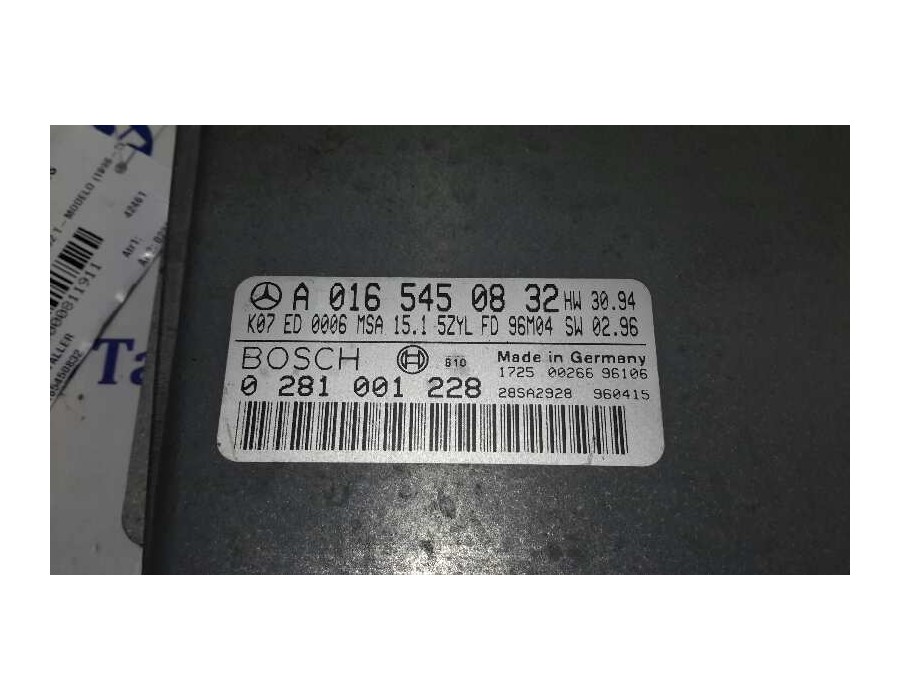 Recambio de centralita motor uce para mercedes-benz clase c (w202) familiar referencia OEM IAM 0281001228 28SA2928 A165450832