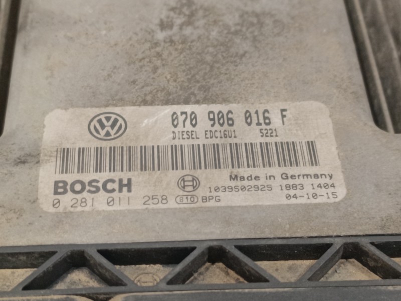 Recambio de centralita motor uce para volkswagen touareg (7la) 2.5 tdi referencia OEM IAM 0281011258 EDC16U1 070906016F