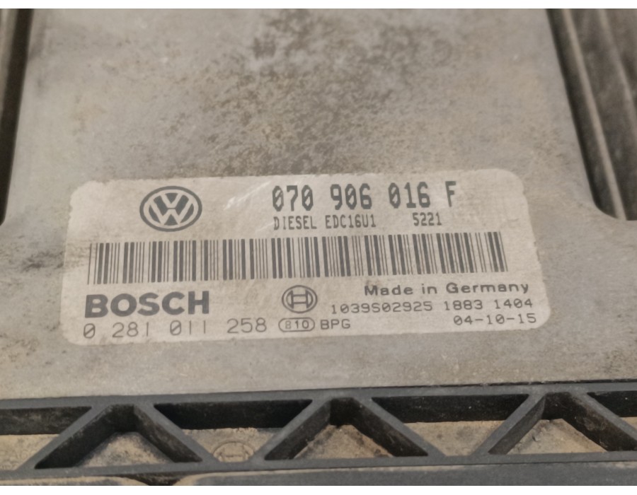 Recambio de centralita motor uce para volkswagen touareg (7la) 2.5 tdi referencia OEM IAM 0281011258 EDC16U1 070906016F
