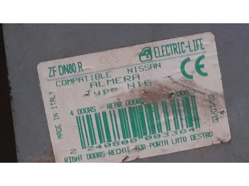 Recambio de elevalunas trasero derecho para nissan almera (n16/e) 1.5 16v cat referencia OEM IAM   