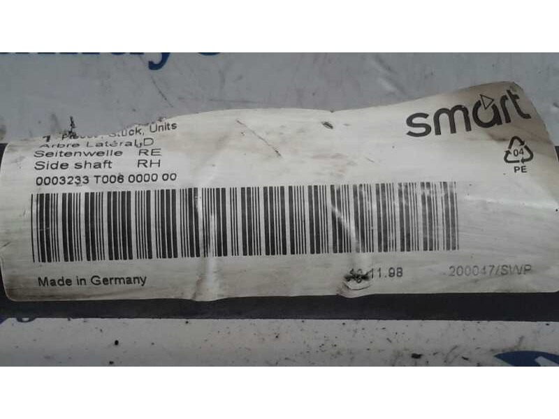 Recambio de transmision trasera derecha para smart coupe 0.6 turbo cat referencia OEM IAM 0003233  