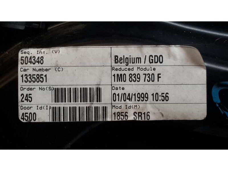 Recambio de elevalunas trasero derecho para seat toledo (1m2) 1.8 20v referencia OEM IAM 1J4959812C  