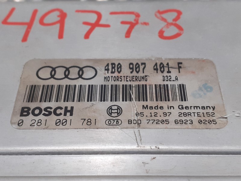 Recambio de centralita motor uce para audi a6 berlina (4b2) referencia OEM IAM 0281001781 28RTE152 4B0907401F