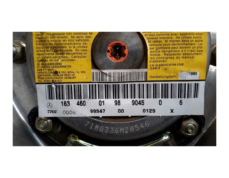 Recambio de airbag delantero izquierdo para mercedes-benz clase m (w163) 2.7 cdi 20v cat referencia OEM IAM 16346001989045  
