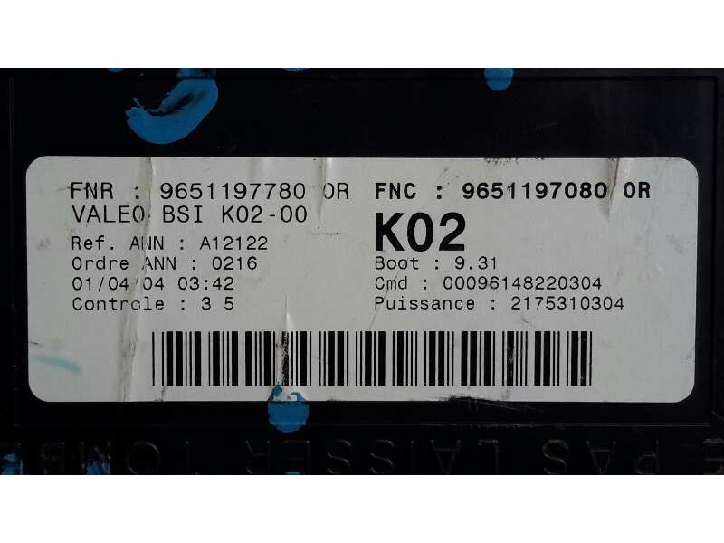 Recambio de caja reles / fusibles para peugeot 307 (s1) 2.0 hdi cat referencia OEM IAM 9651197780 2175310304 9651197080