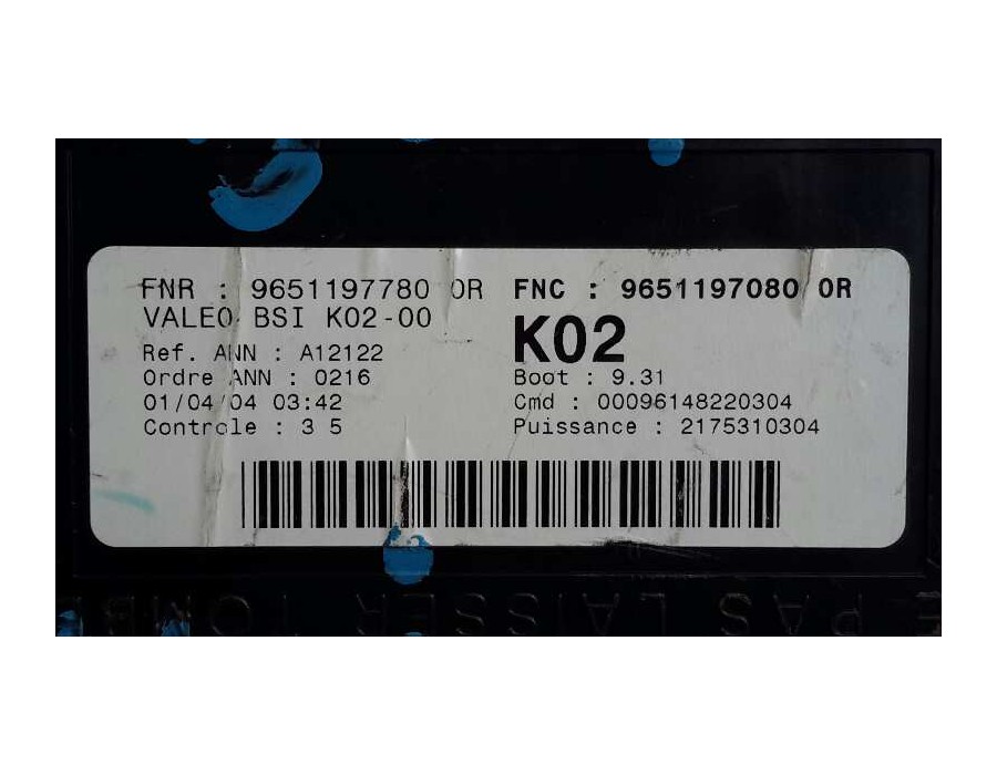 Recambio de caja reles / fusibles para peugeot 307 (s1) 2.0 hdi cat referencia OEM IAM 9651197780 2175310304 9651197080