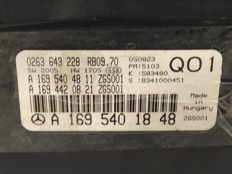 Recambio de cuadro instrumentos para mercedes-benz clase b (w245) 2.0 cdi cat referencia OEM IAM A1695401848  0263643228