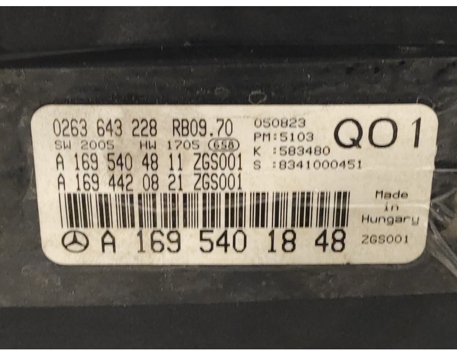 Recambio de cuadro instrumentos para mercedes-benz clase b (w245) 2.0 cdi cat referencia OEM IAM A1695401848  0263643228