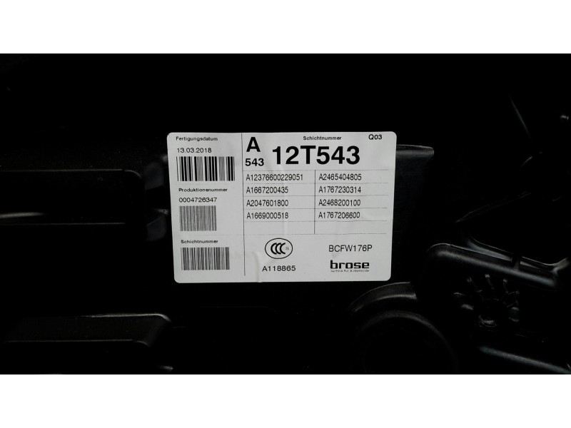 Recambio de elevalunas delantero derecho para mercedes-benz clase a (w176) 1.6 cat referencia OEM IAM A2469065200 A1237660022905