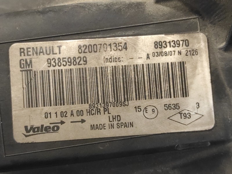 Recambio de faro izquierdo para opel vivaro furgón/combi (07.2006 =>) 2.0 16v cdti referencia OEM IAM 8200701354 89313970 938598