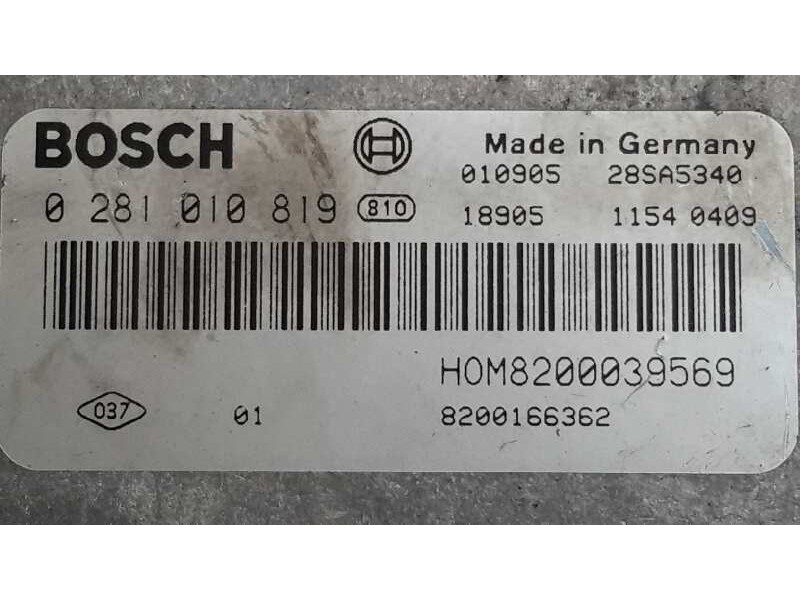 Recambio de centralita motor uce para renault megane i coupe fase 2 (da..) 1.9 dci diesel cat referencia OEM IAM 0281010819 8200