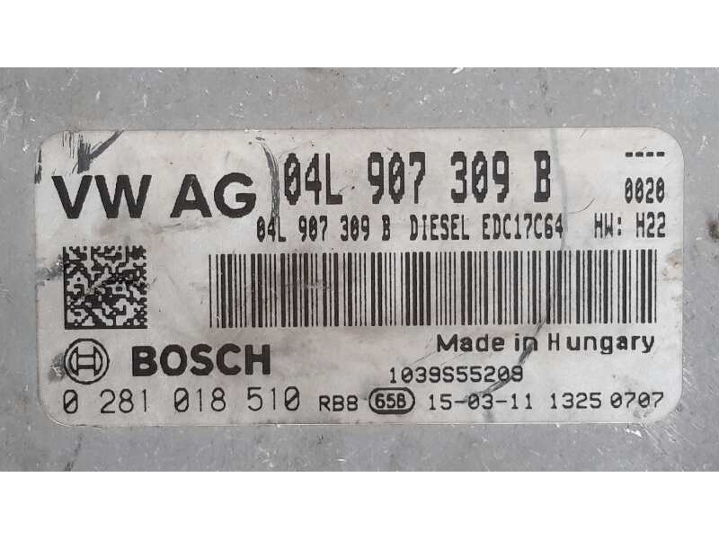 Recambio de centralita motor uce para volkswagen golf vii lim. (5g1) 1.6 tdi dpf referencia OEM IAM 0281018510 EDC17C64 04L90730