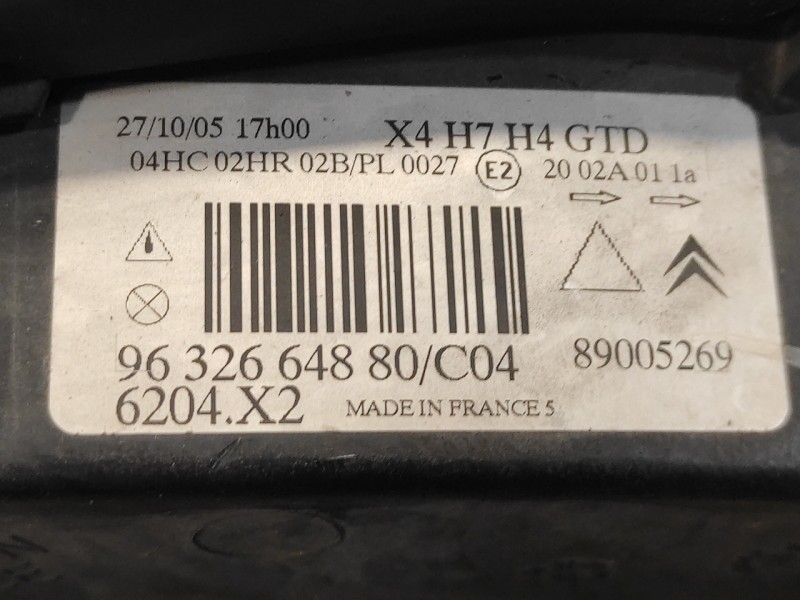 Recambio de faro izquierdo para citroën c5 berlina 2.0 hdi referencia OEM IAM 9632664880  89005269