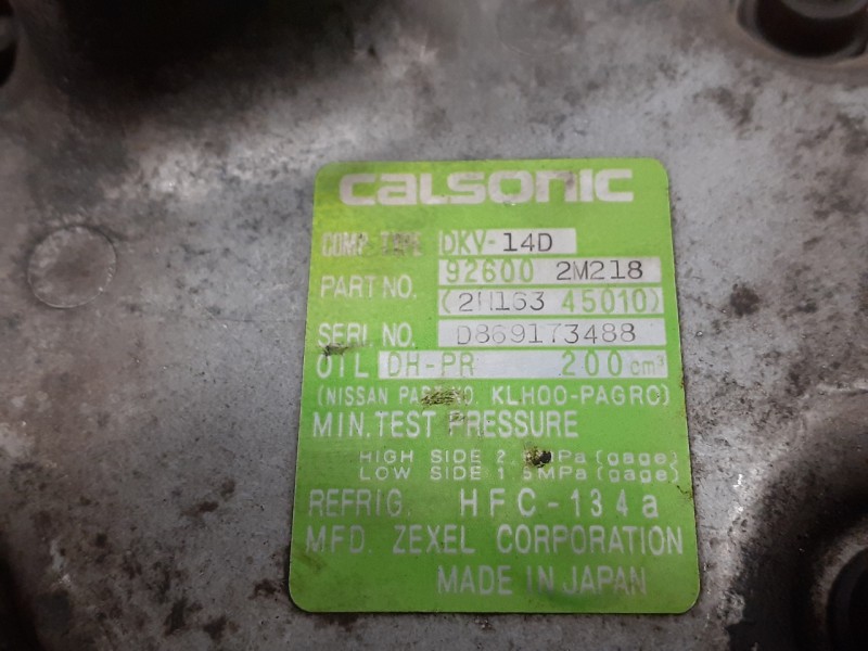 Recambio de compresor aire acondicionado para nissan almera (n15) 1.4 16v cat referencia OEM IAM 926002M218  2H16345010