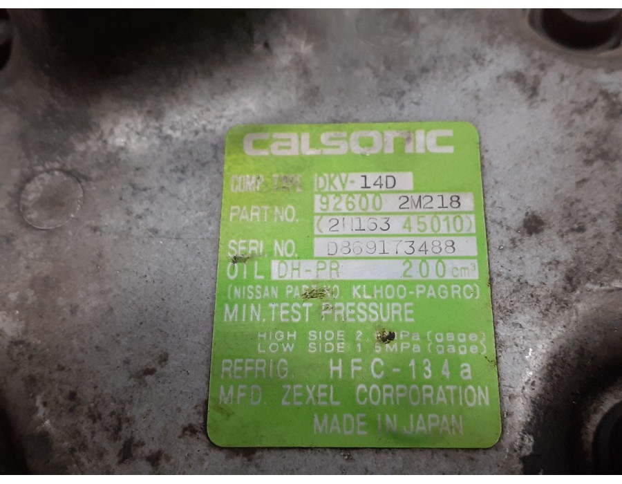 Recambio de compresor aire acondicionado para nissan almera (n15) 1.4 16v cat referencia OEM IAM 926002M218  2H16345010