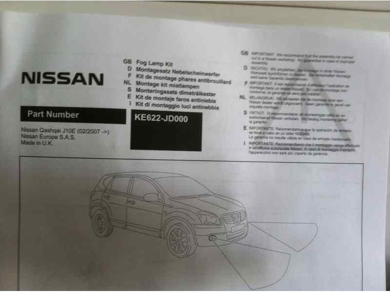 Recambio de kit faros antiniebla para nissan qashqai (j10) referencia OEM IAM KE622JD000 ORIGINAL 