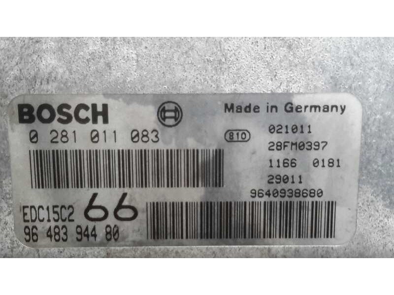Recambio de centralita motor uce para peugeot 206 sw 2.0 hdi cat referencia OEM IAM 0281011083 EDC15C2 9648394480