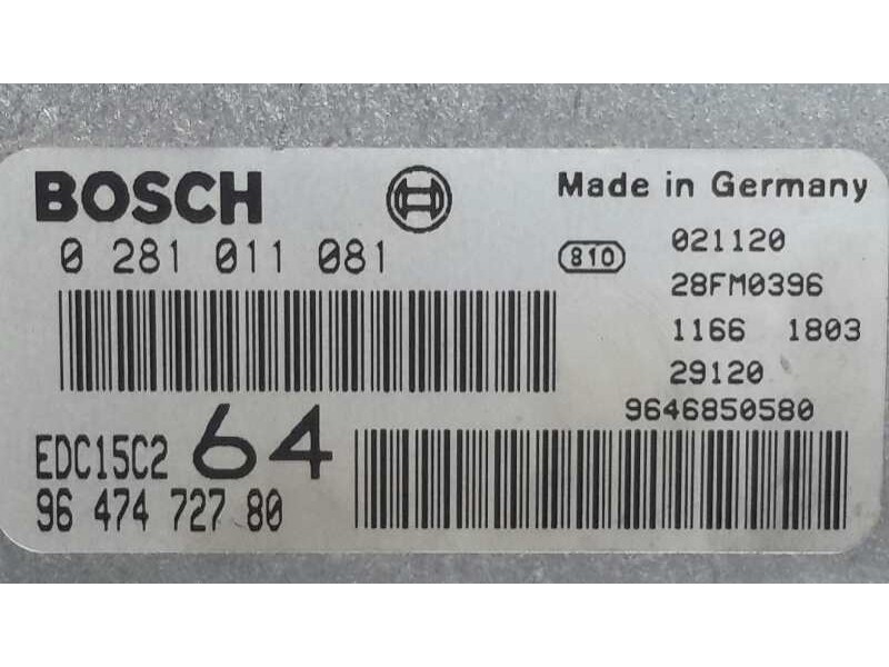 Recambio de centralita motor uce para peugeot 307 (s1) 2.0 hdi fap cat referencia OEM IAM 0281011081 EDC15C2 9647472780