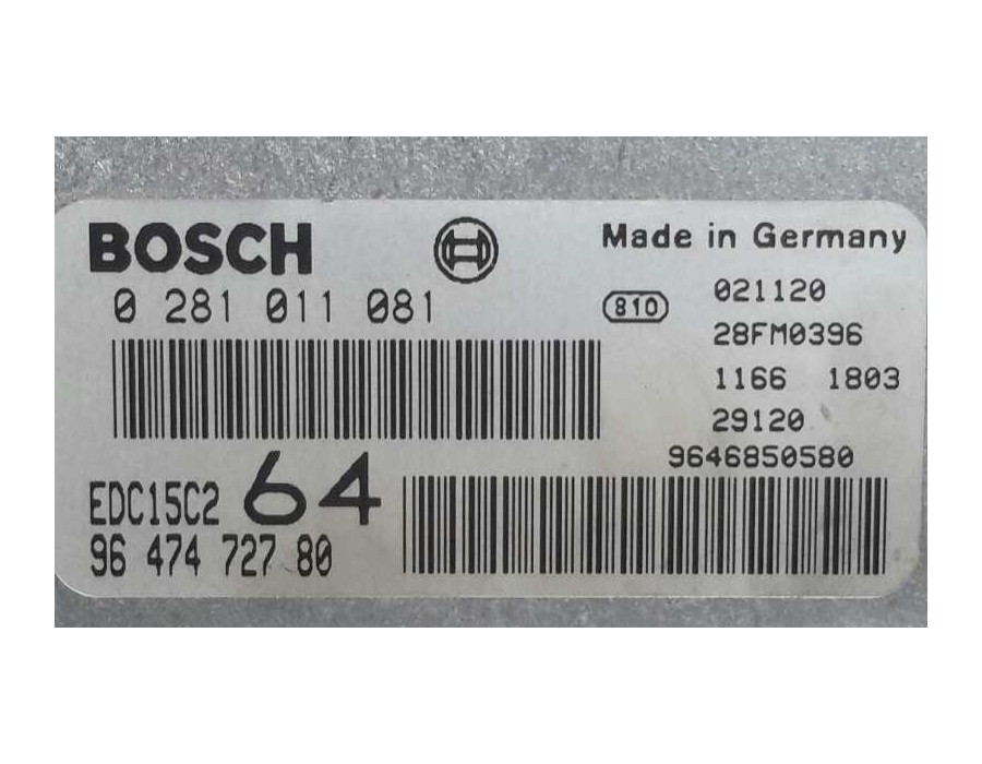 Recambio de centralita motor uce para peugeot 307 (s1) 2.0 hdi fap cat referencia OEM IAM 0281011081 EDC15C2 9647472780