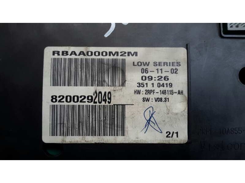 Recambio de cuadro instrumentos para renault kangoo (f/kc0) 1.9 dti diesel referencia OEM IAM 8200292049  35110419