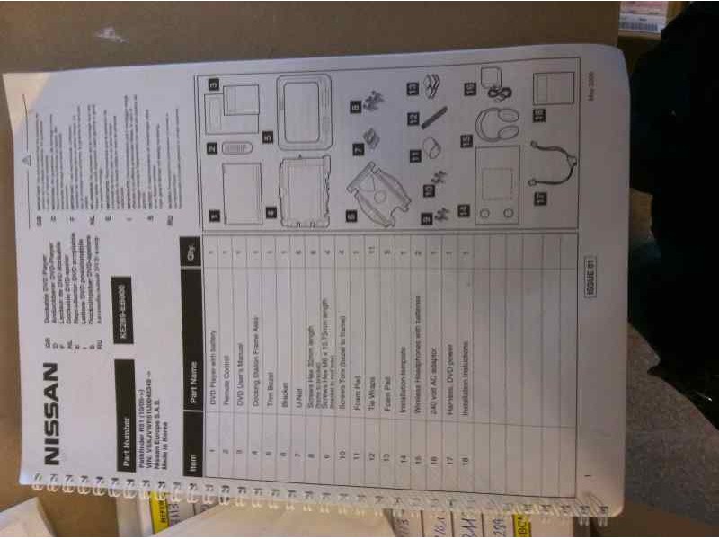 Recambio de dvd techo para nissan pathfinder (r51) 2.5 dci se referencia OEM IAM KE289EB000  