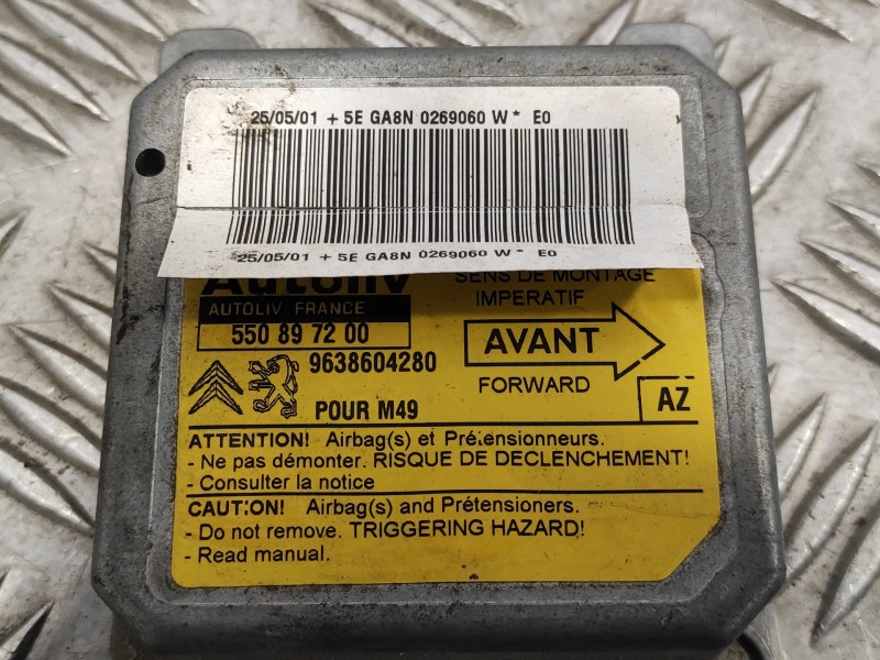 Recambio de centralita airbag para peugeot partner (s1) 1.9 diesel referencia OEM IAM 550897200  9638604280