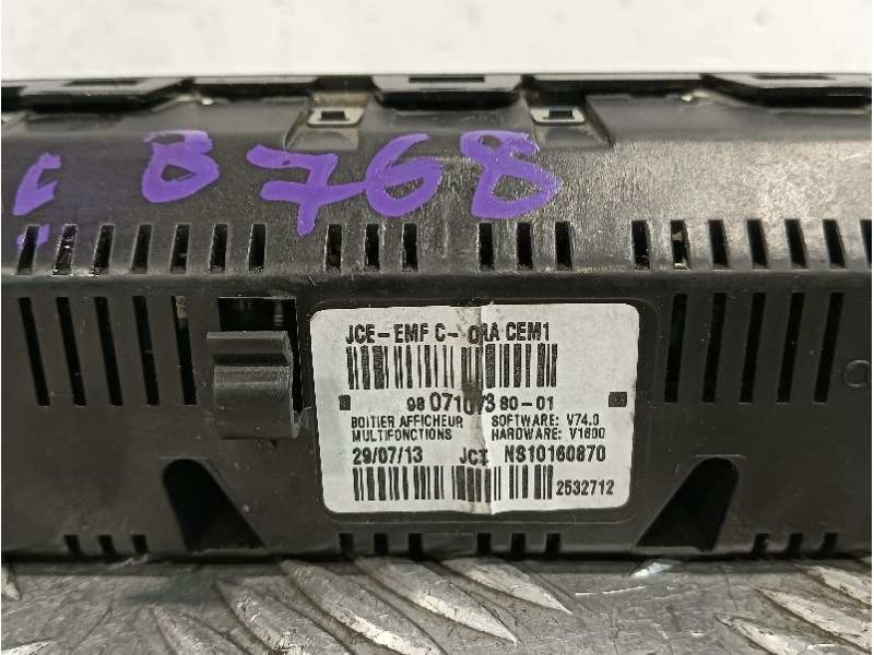 Recambio de pantalla multifuncion para citroën ds3 referencia OEM IAM 9807107380  