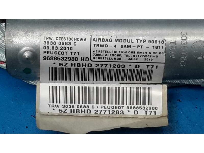 Recambio de airbag cortina delantero izquierdo para peugeot 308 referencia OEM IAM 9688532980  30380683C