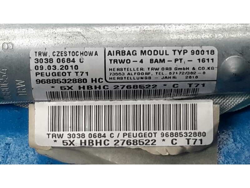 Recambio de airbag cortina delantero derecho para peugeot 308 referencia OEM IAM 9688532880  30380684