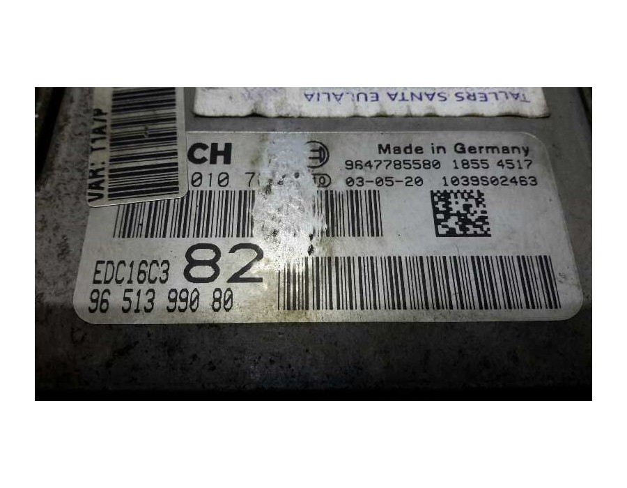 Recambio de centralita motor uce para peugeot 206 sw 1.4 hdi referencia OEM IAM 0281010707 EDC16C382 9651399080