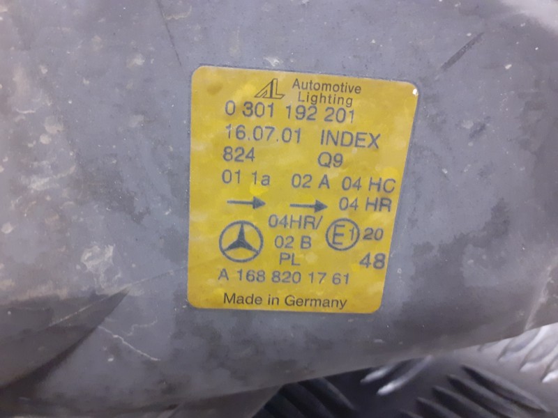 Recambio de faro izquierdo para mercedes-benz clase a (w168) 1.6 cat referencia OEM IAM A1688201761  0301192201