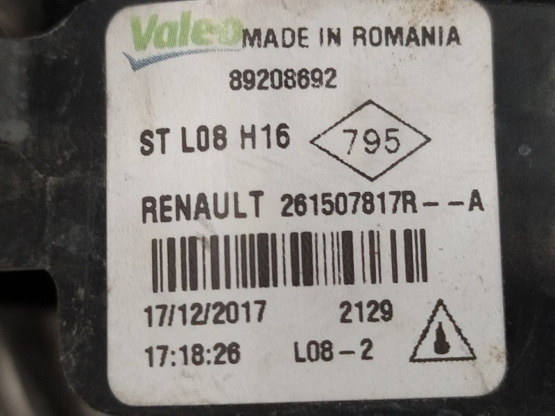 Recambio de faro antiniebla izquierdo para dacia dokker 1.5 dci diesel fap cat referencia OEM IAM 261507817R  89208692