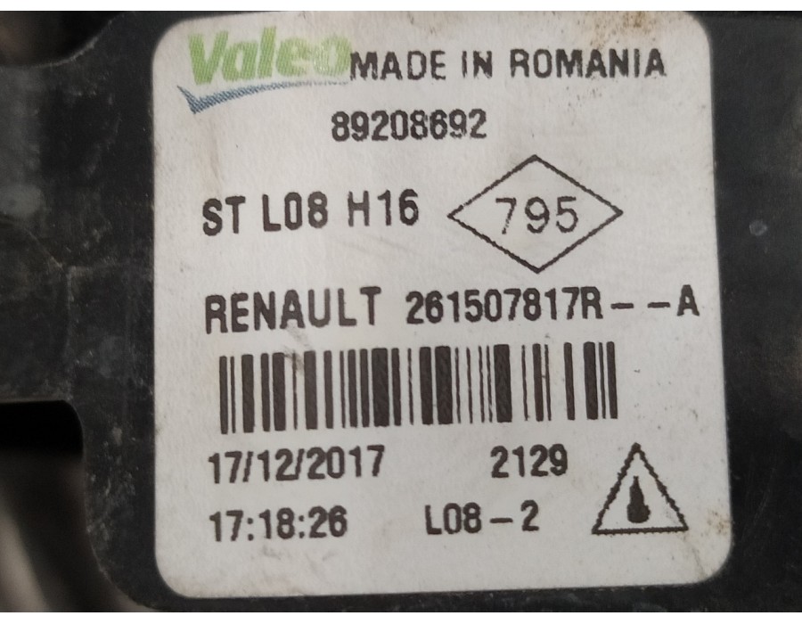 Recambio de faro antiniebla izquierdo para dacia dokker 1.5 dci diesel fap cat referencia OEM IAM 261507817R  89208692