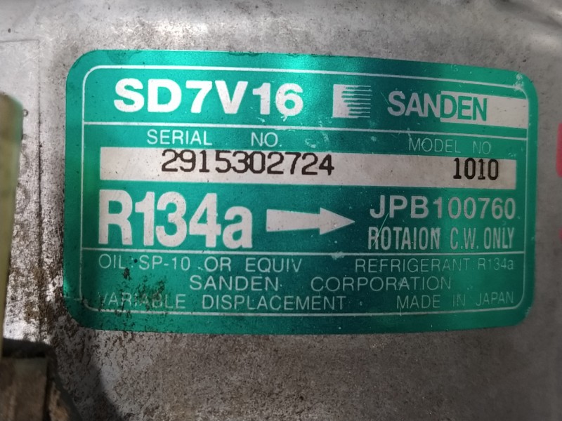 Recambio de compresor aire acondicionado para mg serie 200 (rf) 1.8 cat referencia OEM IAM SD7V161010  JPB100760