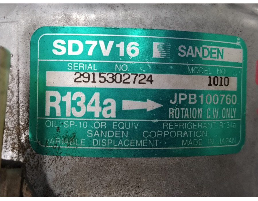 Recambio de compresor aire acondicionado para mg serie 200 (rf) 1.8 cat referencia OEM IAM SD7V161010  JPB100760