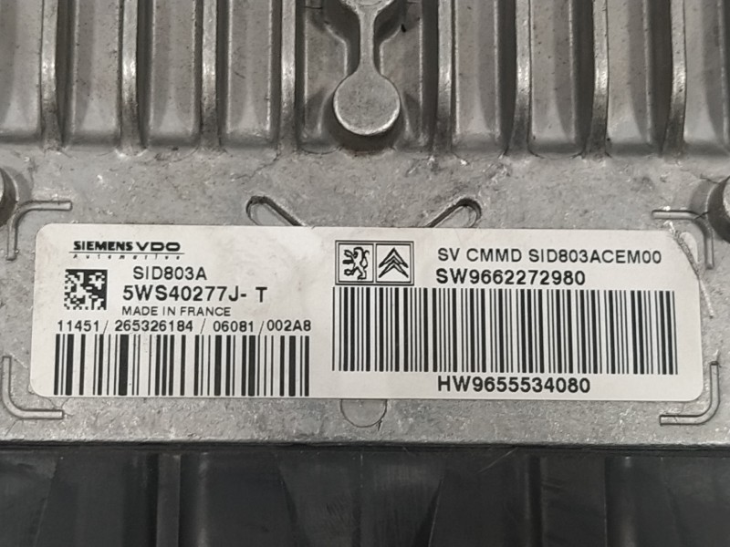 Recambio de centralita motor uce para peugeot 307 break/sw (s2) 2.0 16v hdi fap cat (rhr / dw10bted4) referencia OEM IAM 5WS4027