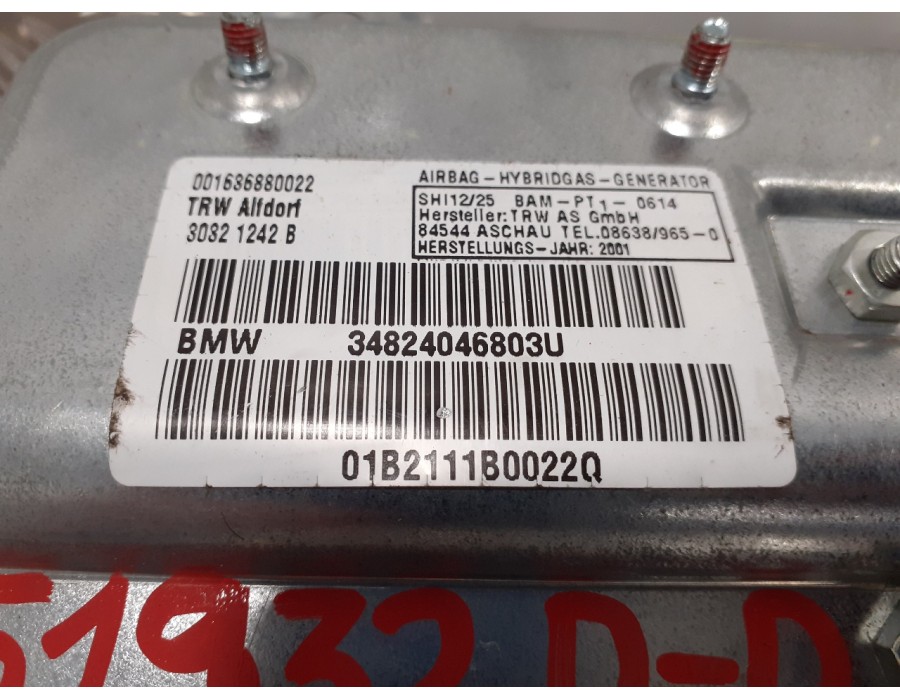 Recambio de airbag lateral delantero derecho para bmw serie 7 (e65/e66) 3.6 v8 32v cat referencia OEM IAM 34824046803U  30321242