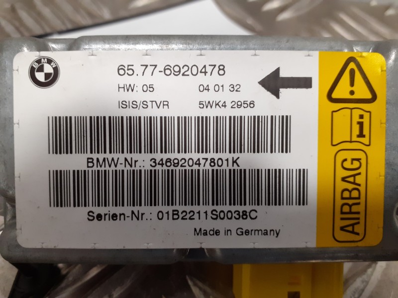 Recambio de centralita airbag para bmw serie 7 (e65/e66) 3.6 v8 32v cat referencia OEM IAM 65776920478  34692047801K