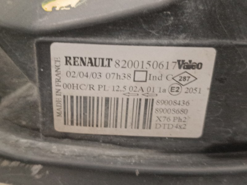 Recambio de faro derecho para renault kangoo (f/kc0) 1.9 diesel referencia OEM IAM 8200150617  