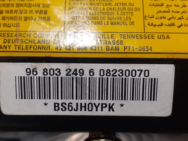 Recambio de airbag delantero derecho para chevrolet kalos 1.2 cat referencia OEM IAM 968032496  