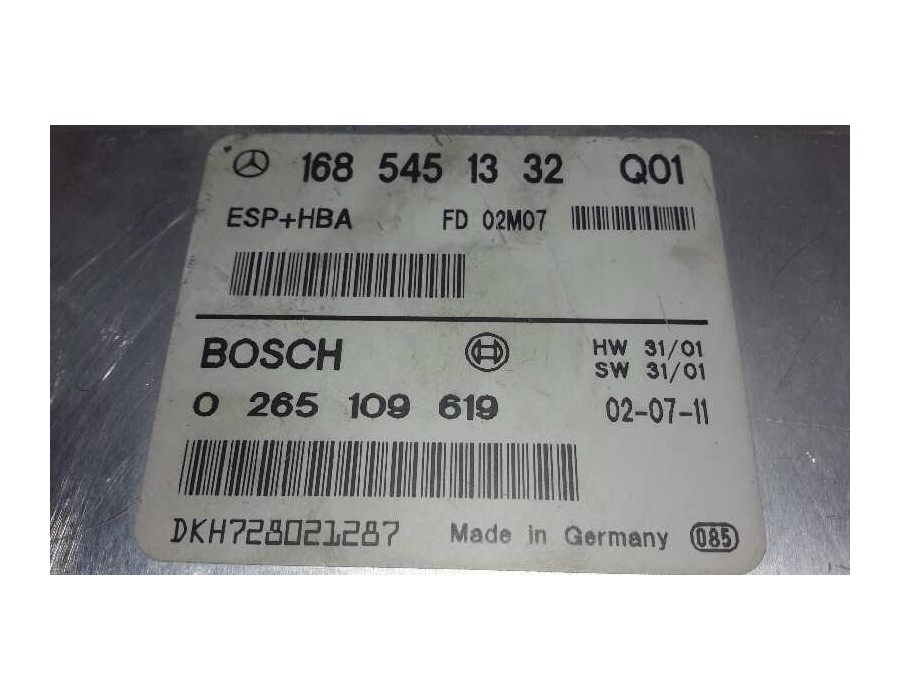 Recambio de centralita abs para mercedes-benz clase a (w168) 170 cdi (168.009) referencia OEM IAM 0265109619  1685451332Q01
