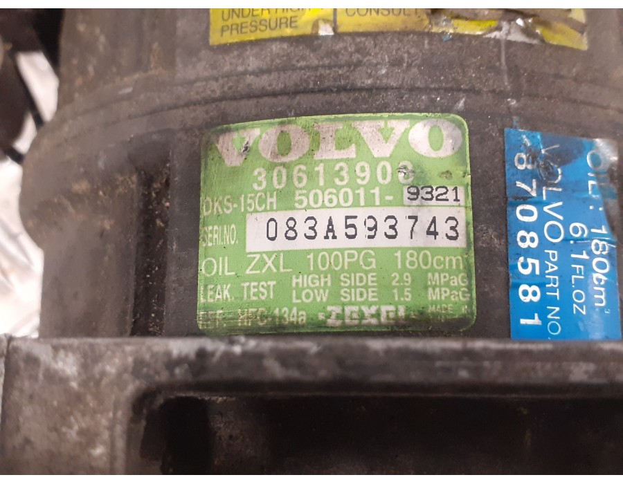 Recambio de compresor aire acondicionado para volvo v40 familiar 1.6 cat referencia OEM IAM 30613908 DKS15CH 5060119321