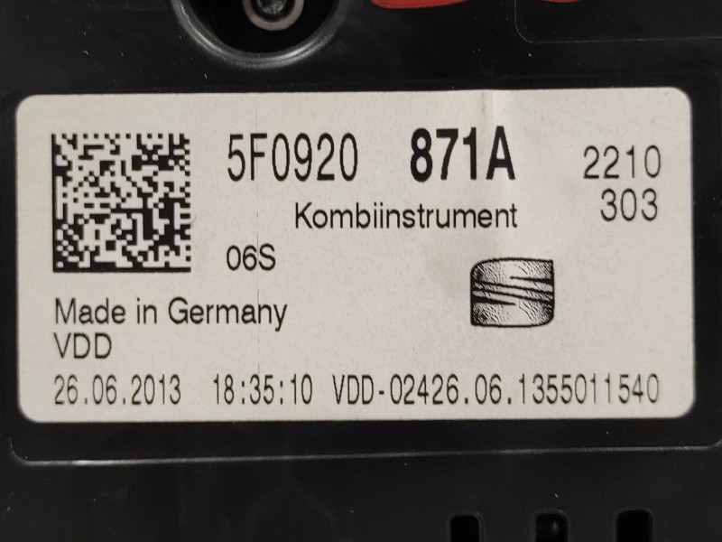 Recambio de cuadro instrumentos para seat leon sc (5f5) 2.0 tdi referencia OEM IAM 5F0920871A  A2C83895300